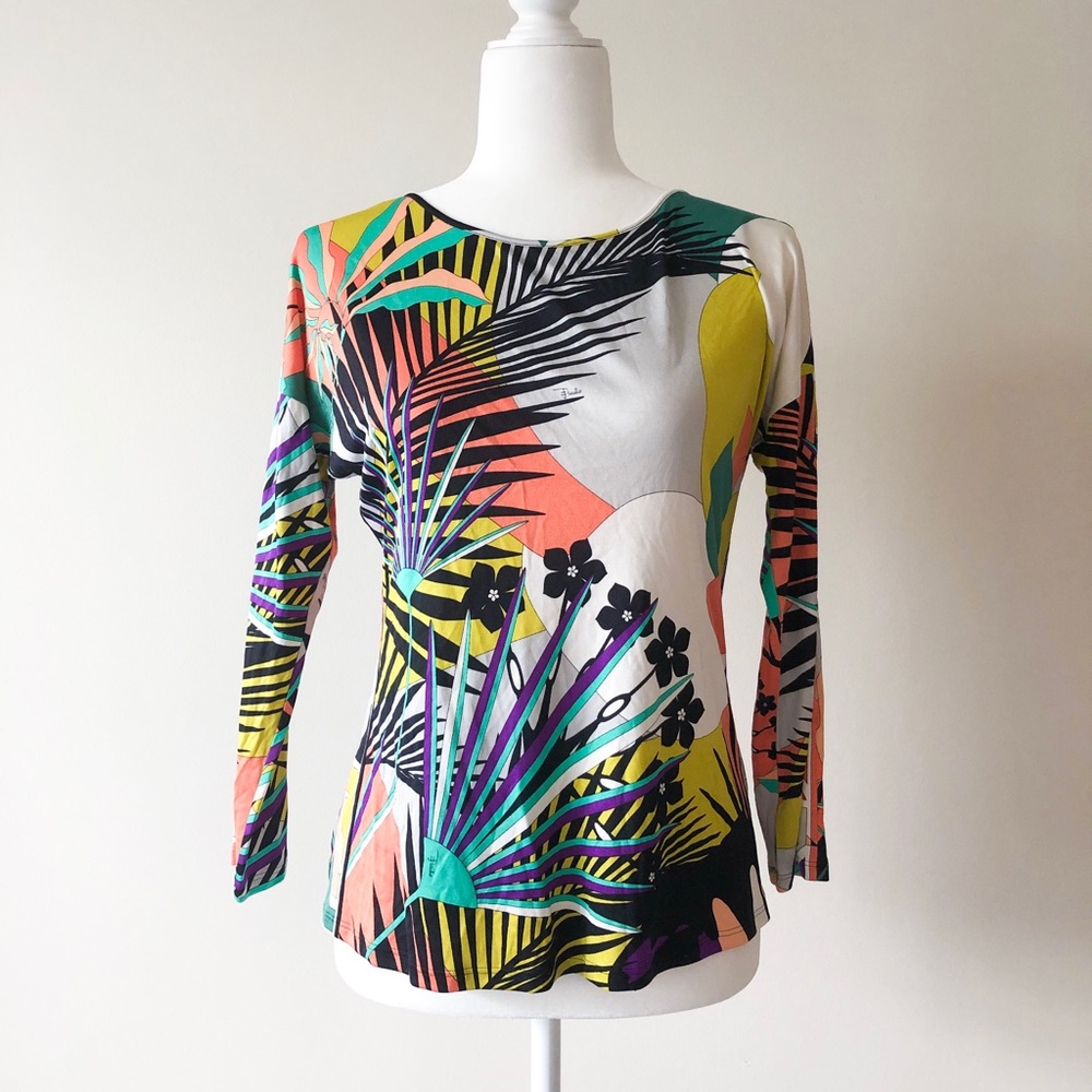 Emilio Pucci Palm Leaf and Flower Print Top